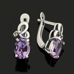 Серьги аметист Бразилия (латунь оксидир., посеребр.) огранка