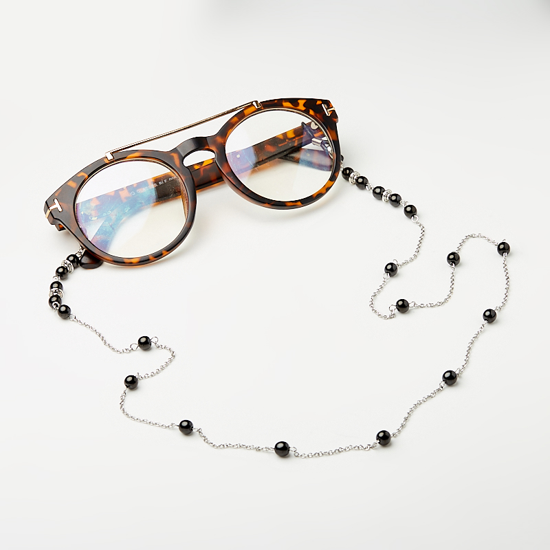 Цепь для очков гагат Грузия (биж. сплав, сталь хир.)