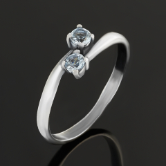 Кольцо топаз голубой Бразилия (латунь оксидир., посеребр.) огранка размер 17,5