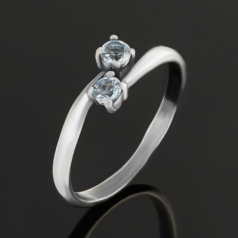 Кольцо топаз голубой Бразилия (латунь оксидир., посеребр.) огранка размер 17,5