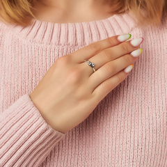 Кольцо топаз голубой Бразилия (латунь оксидир., посеребр.) огранка размер 17,5