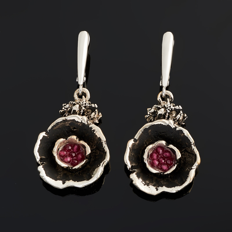 Серьги турмалин розовый (рубеллит) Россия (биж. сплав посеребр., бронза)