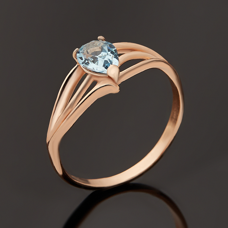 Кольцо топаз голубой Бразилия (латунь позолота) огранка размер 17