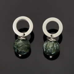 Серьги клинохлор (серафинит) Россия пуссеты (сталь хир.)