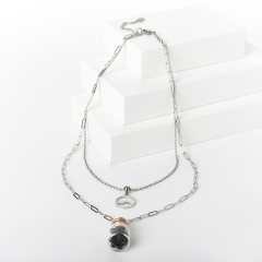 Бусы турмалин черный (шерл) Бразилия (биж. сплав, сталь хир., стекло) (колье) 4 мм 40 см (+7 см)