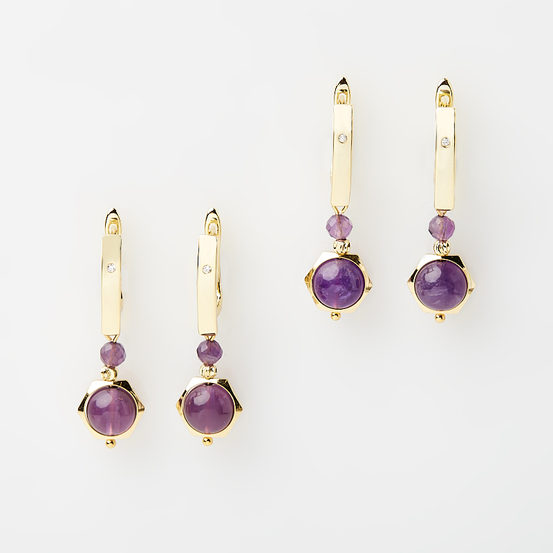 Серьги аметист Бразилия (биж. сплав позолота)