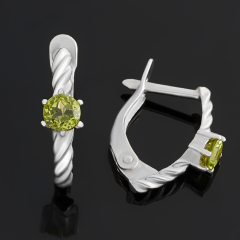 Серьги хризолит США (латунь родир. бел.) огранка