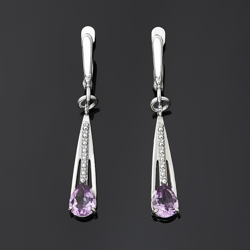 Серьги аметист Бразилия огранка (латунь родир. бел.)