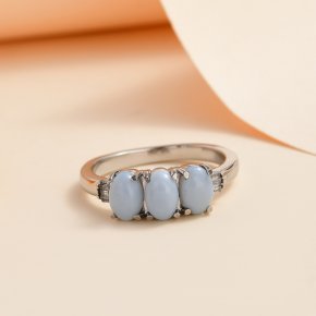 Кольцо опал голубой Перу (сталь хир.) размер 16,5