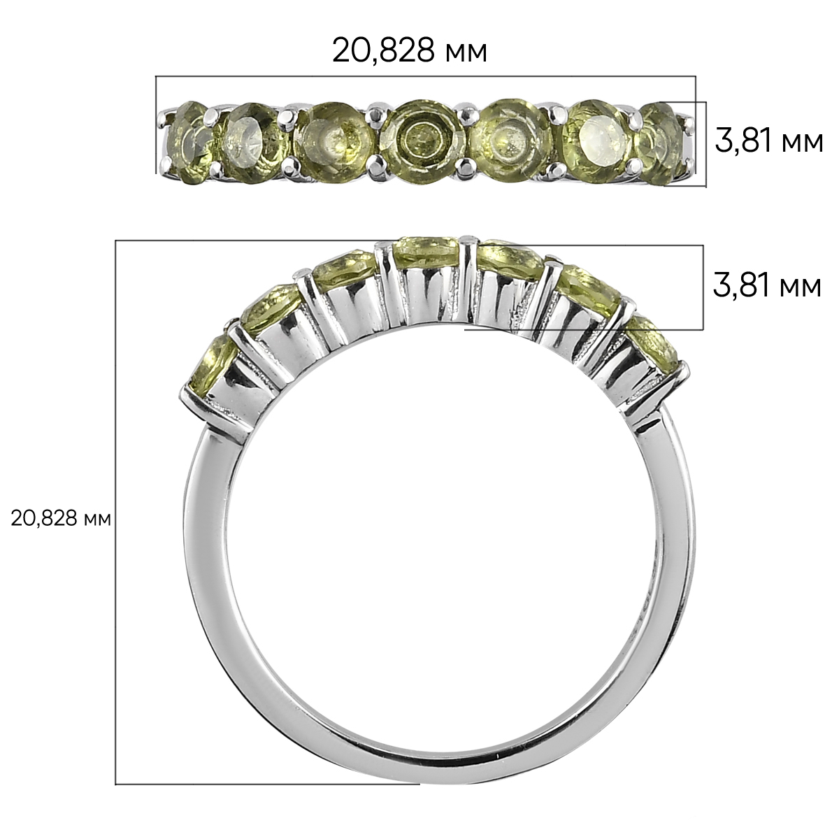 Кольцо хризолит США (сталь хир.) огранка размер 17