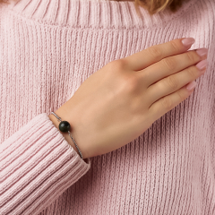 Браслет яшма зеленая Мадагаскар (сталь хир.) 10 мм 16 см (регулируемый)