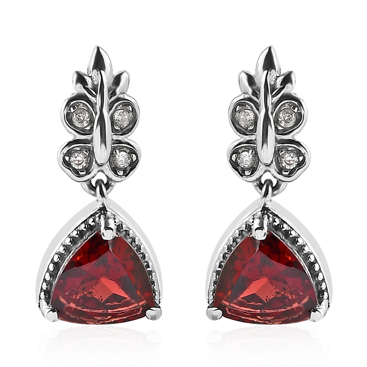Серьги гранат гессонит Индия (сталь хир.) пуссеты огранка