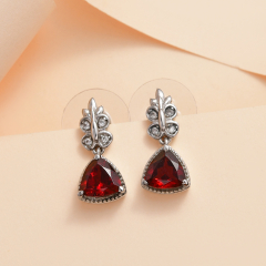 Серьги гранат гессонит Индия (сталь хир.) пуссеты огранка