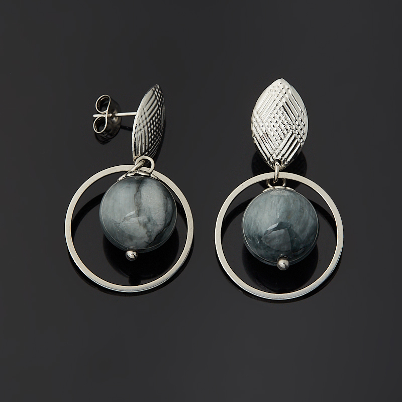 Серьги кошачий глаз (кварцевый) ЮАР (сталь хир.) пуссеты