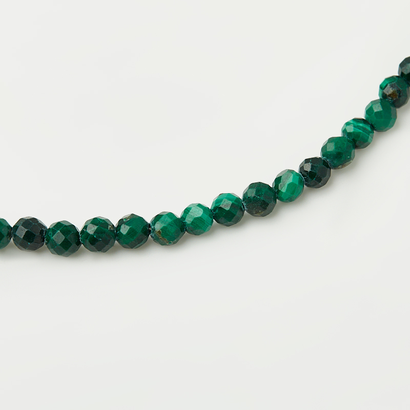 Чокер малахит Конго (биж. сплав, сталь хир.) огранка 3 мм 36 см (+7 см)