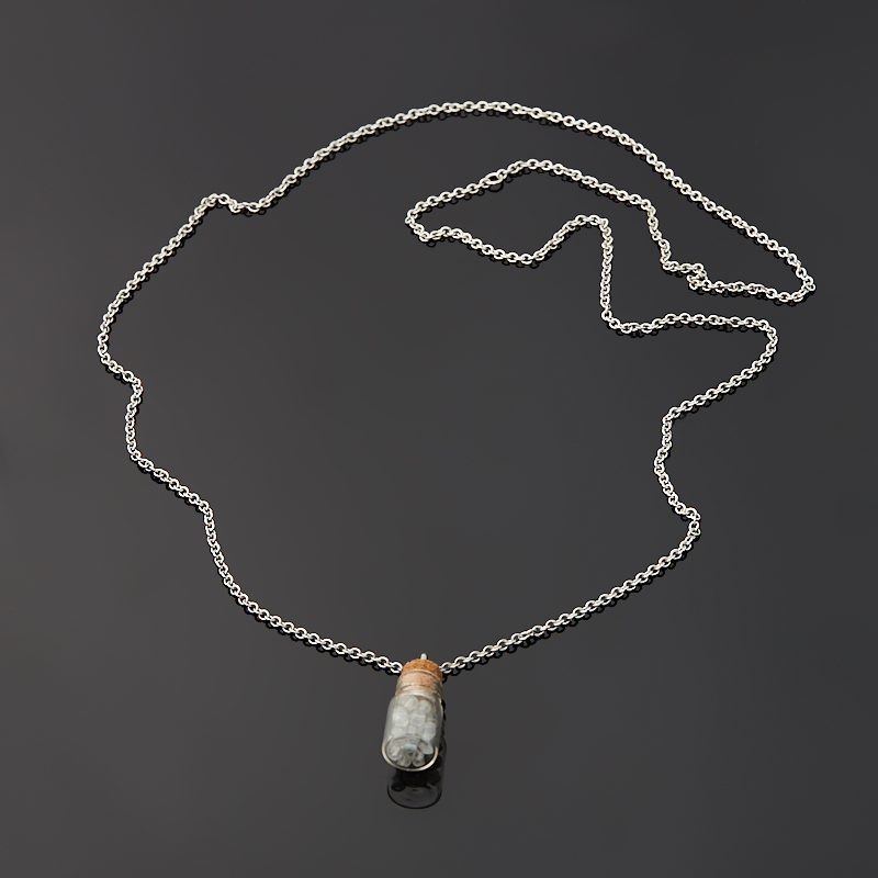 Кулон лабрадор Мадагаскар (биж. сплав, сталь хир., стекло) бутылочка огранка 2,5 см
