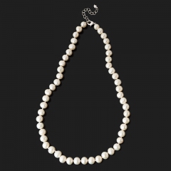 Бусы жемчуг белый Гонконг 45 см (+5 см) (биж. сплав)