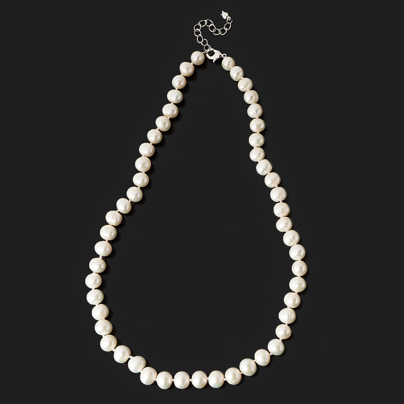 Бусы жемчуг белый Гонконг 45 см (+5 см) (биж. сплав)
