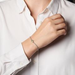 Браслет хризолит США огранка 5 мм 16 см (+3 см) (латунь родир. бел.)