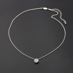 Кулон топаз голубой Бразилия круг огранка (латунь родир. бел.)