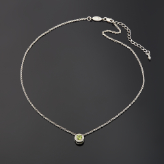 Кулон хризолит США круг огранка (латунь родир. бел.)