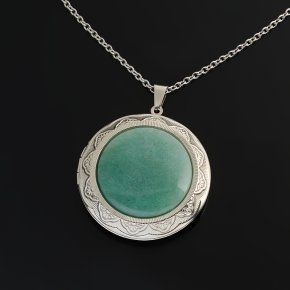 Кулон-медальон авантюрин зеленый Индия (сталь хир.) круг 5,5 см