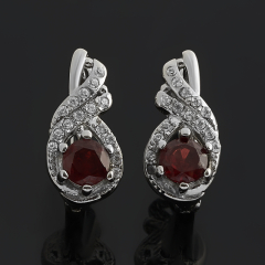 Серьги гранат альмандин Индия (сталь хир.) огранка