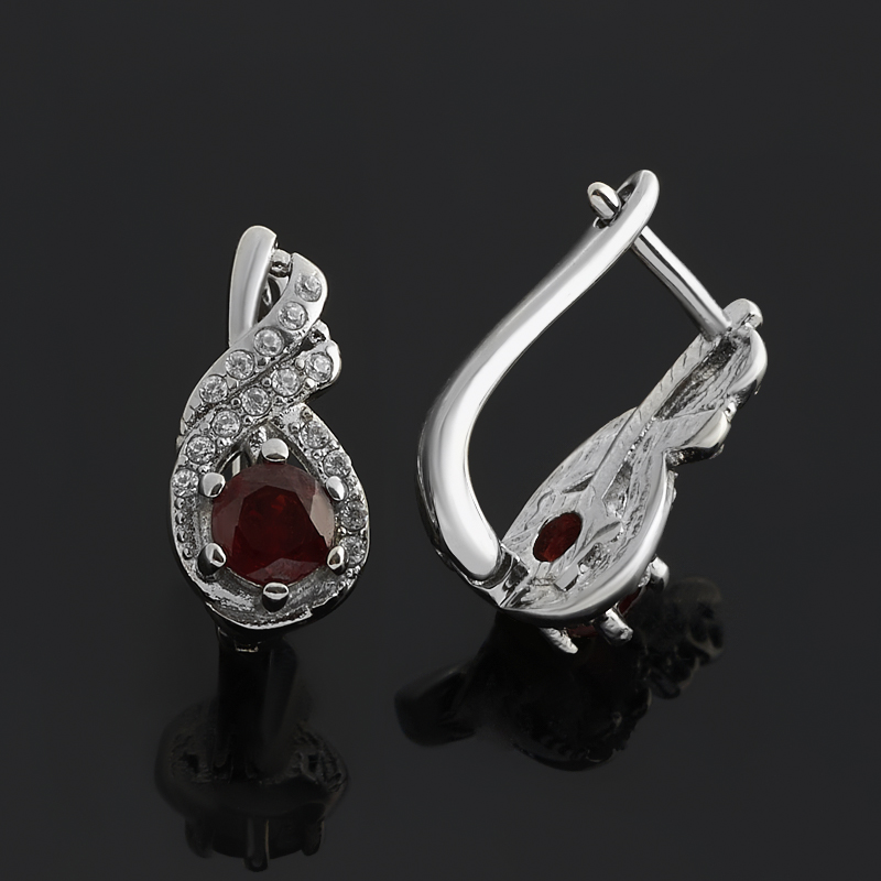 Серьги гранат альмандин Индия (сталь хир.) огранка