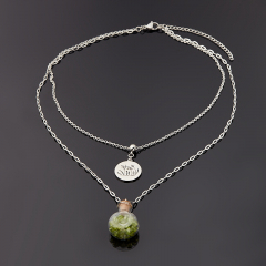 Бусы хризолит США (колье) 39 см (+7 см) (стекло, сталь хир., биж. сплав)