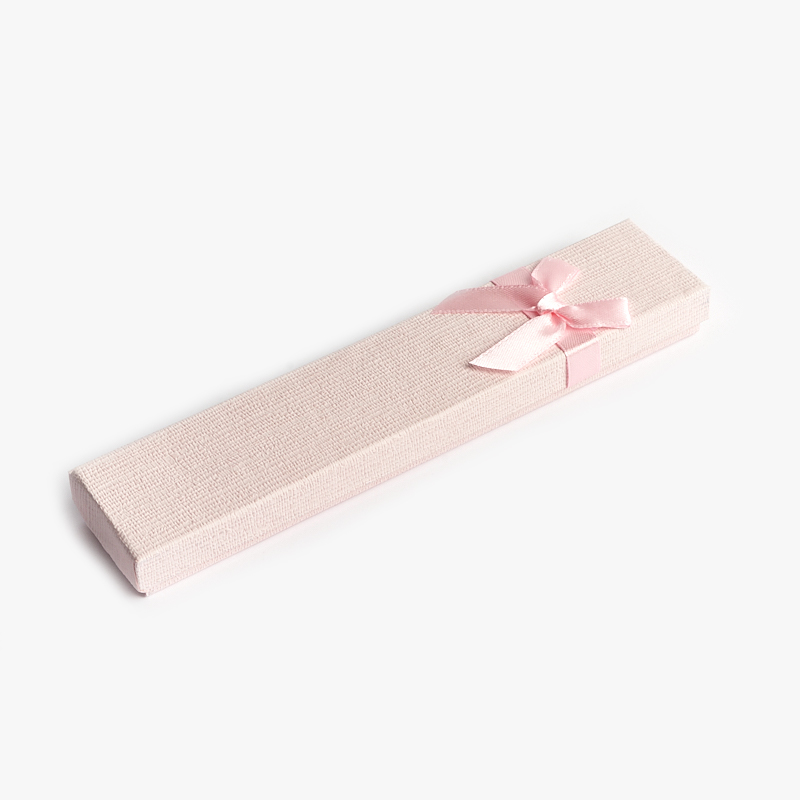 Подарочная упаковка (картон) под браслет/бусы/цепь (футляр) (розовый) 205х40х20 мм