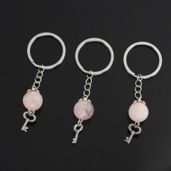 Брелок розовый кварц Бразилия (биж. сплав, сталь хир.) 3 см
