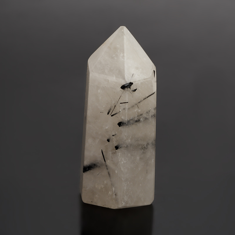 Кристалл кварц с турмалином Бразилия (ограненный) S (4-7 см)