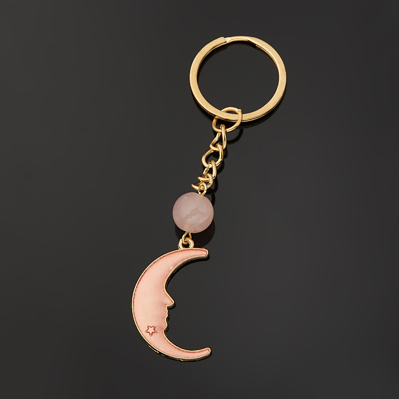 Брелок розовый кварц Бразилия (биж. сплав позолота) 4&nbsp;см