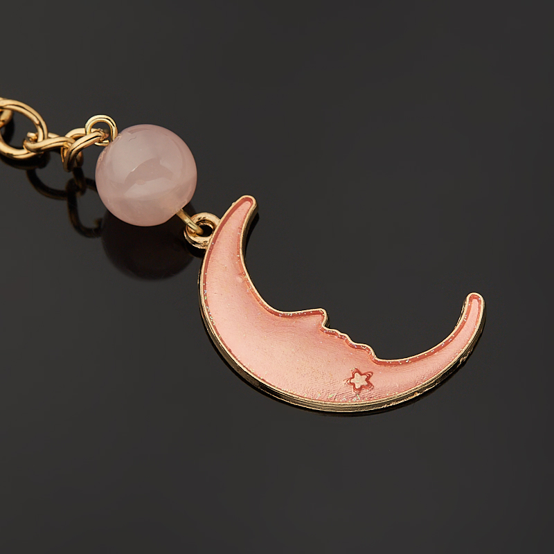 Брелок розовый кварц Бразилия (биж. сплав позолота) 4&nbsp;см