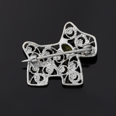 Брошь хризолит США (латунь родир. бел.) огранка