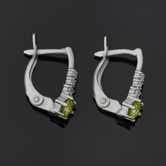 Серьги хризолит США (латунь родир. бел.) огранка