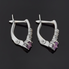 Серьги аметист Бразилия (латунь родир. бел.) огранка