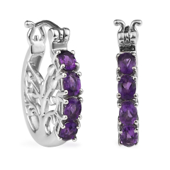 Серьги аметист Намибия (латунь родир. бел.) огранка