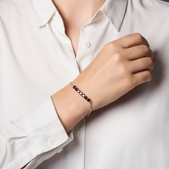 Браслет гранат альмандин Индия (латунь родир. бел.) огранка 5 мм 16 см (+3 см)