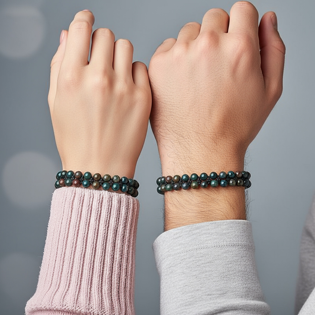 Браслет гелиотроп Индия (текстиль) шамбала 6 мм 17 см (регулируемый)