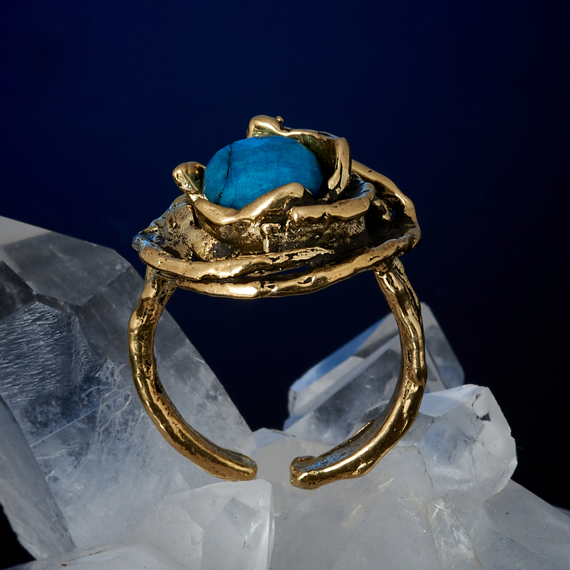 Кольцо апатит синий Россия (бронза) огранка (регулируемый) размер 16