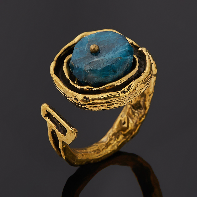 Кольцо апатит синий Россия (бронза) (регулируемый) размер 16