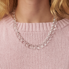 Бусы горный хрусталь Бразилия (биж. сплав, сталь хир.) 6 мм 45 см (+7 см)