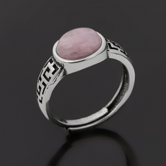 Кольцо розовый кварц Бразилия (медь родир. бел.) размер 17,5 (регулируемый)