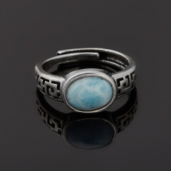 Кольцо ларимар Доминиканская Республика (медь родир. бел.) (регулируемый) размер 17