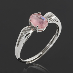 Кольцо турмалин розовый (рубеллит) Бразилия (медь родир. бел.) огранка (регулируемый) размер 17,5