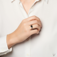 Кольцо шпинель черная Шри Ланка (сталь хир.) огранка размер 16,5