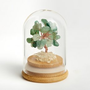 Дерево счастья авантюрин зеленый Индия (дерево, медь, стекло) 7,5х5 см