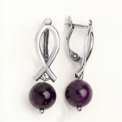 Серьги аметист Бразилия (латунь посеребр.)