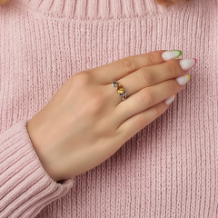 Кольцо цитрин Бразилия (латунь оксидир., посеребр.) огранка размер 18